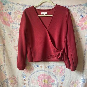Madewell Thread and Texture Red V Neck Crop Top